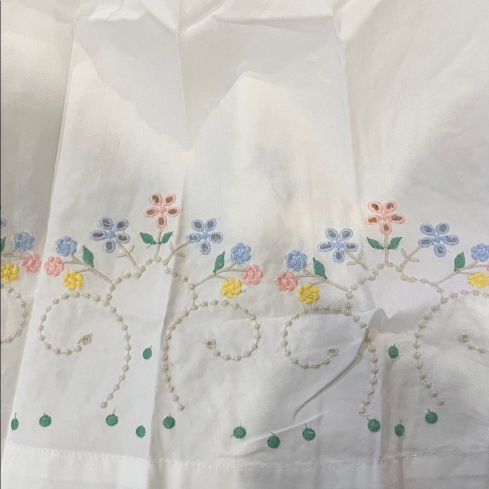 Damson Madder White Embroidered Long Sleeve Dress with Green Trim - Picture 7 of 9